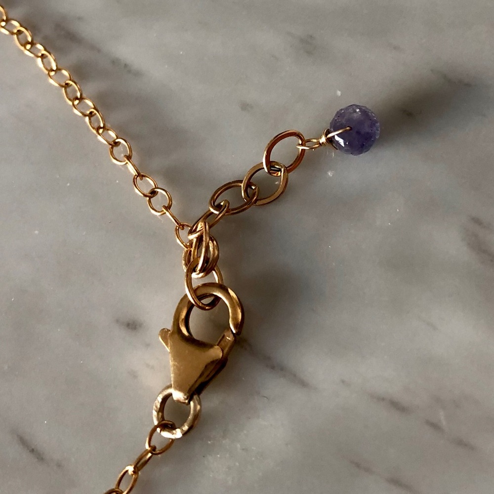 Natural Golden Rutilated Quartz Tanzanite Necklace - Picture 6 of 8